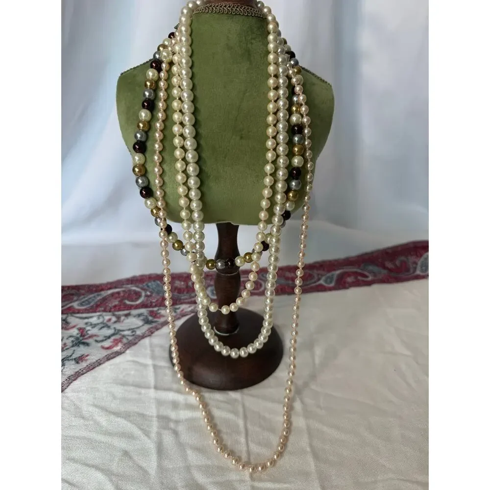 Vintage Faux Pearl Jewelry Lot Marvella Japan Necklaces Earrings Mid Century - Picture 7 of 14